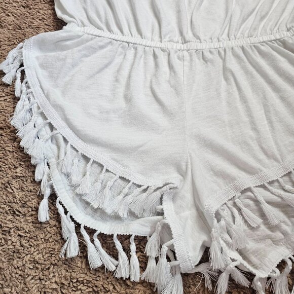 Victoria's Secret Romper Womens S Petite White Tassel Beach Cover Up Fringe Boho - Picture 4 of 8